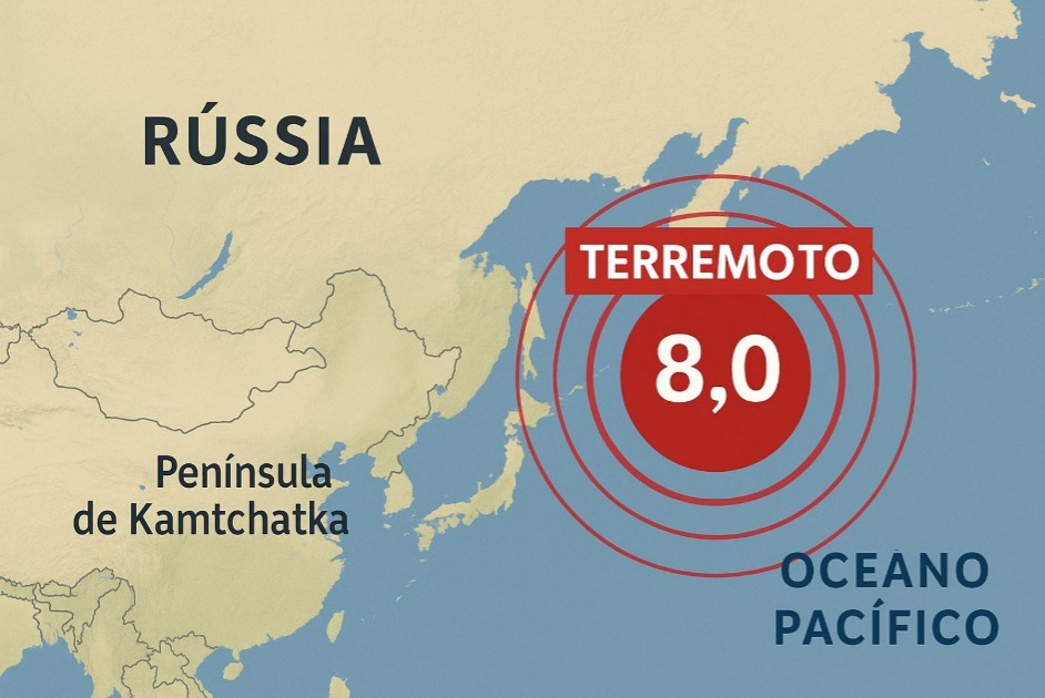 Terremoto de magnitude 8,8 na Rússia tem risco de tsunami até nos EUA